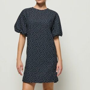 Nation LTD Navy and White Polka Dot Mini Dress